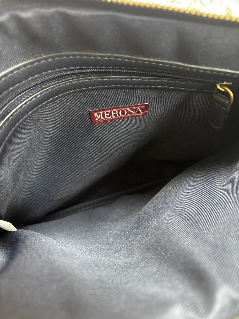 Merona Navy‎ Oversized Wristlet Clutch with Gold Buckle Accents